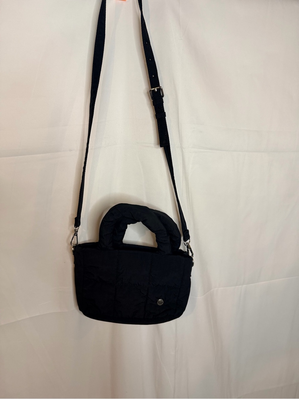 Small Black Quilted Puffer Crossbody Bag - Women